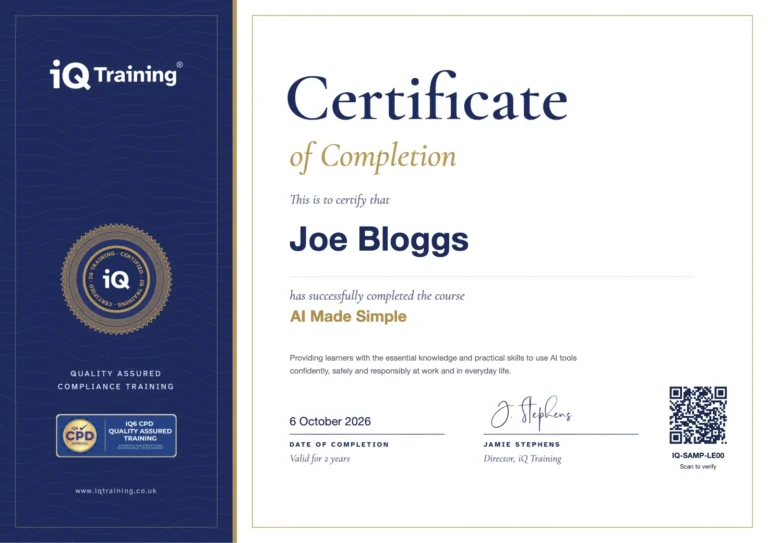 AI Made Simple certificate of completion preview